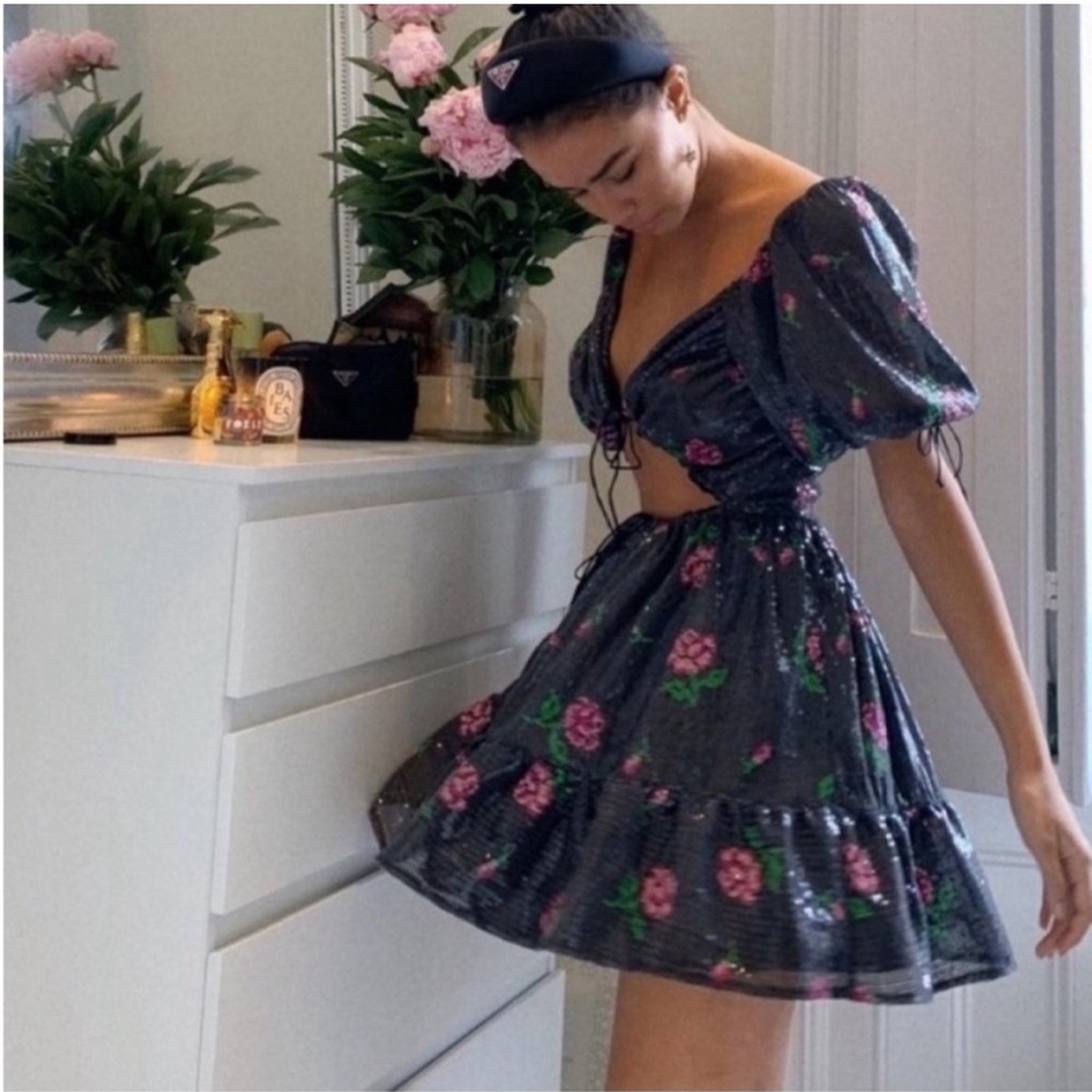 NWT For Love & Lemons Every Rose Sequin Mini Dress